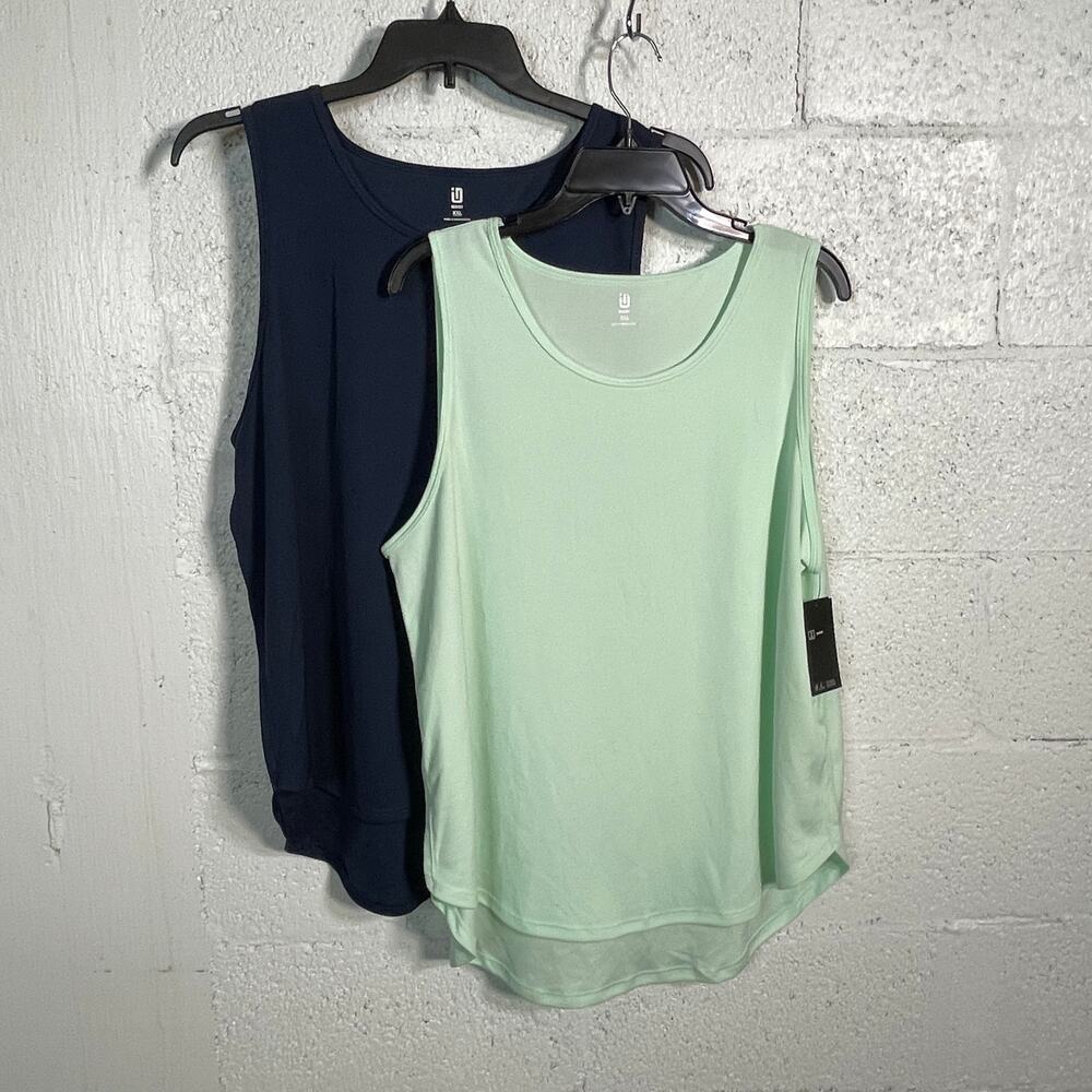 ID Ideology Women's Birdseye Mesh Tank Top set of 2 Blue, Green large
